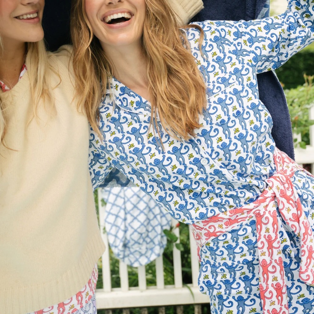 Roller Rabbit Blue Monkey Pajama Set